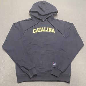 Champion Hoodie Mens Small Pullover Sweatshirt Catalina Embroidered Navy Blue